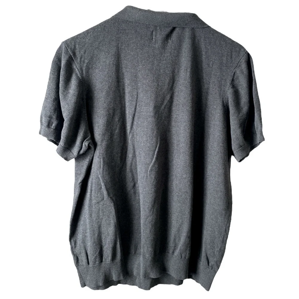 Pact 100% Organic Cotton Preppy Classic Knit Soft Grey Polo Sweater Men’s Size L
